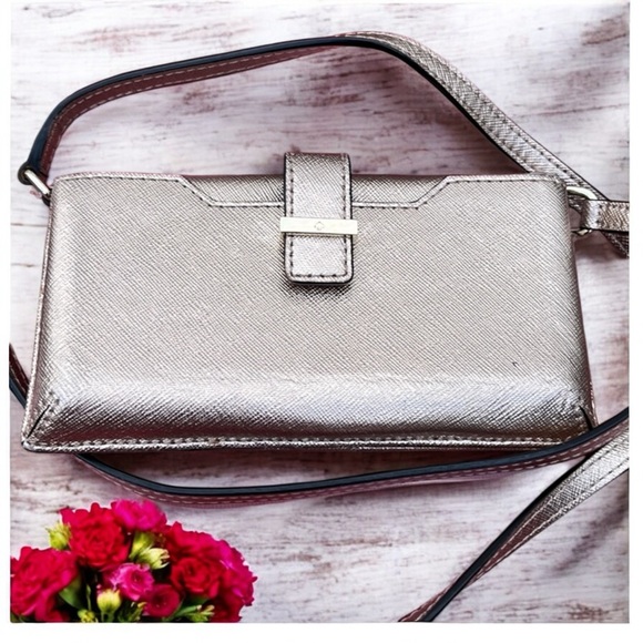 🪷 Kate Spade Rose Gold Phone Wallet Crossbody Bag - Picture 4 of 7